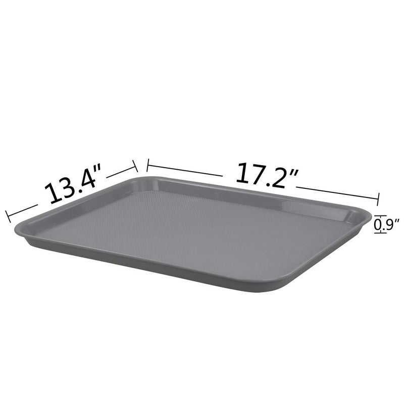 Begale Plastic Fast Food Serving Tray, Large Kitchen Dinner Tray, Set of 4, Grey - Image 2